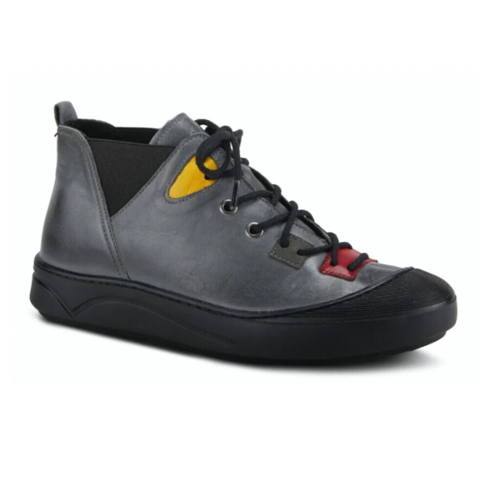Spring Step Cherly Sneakers Women US 5.5-6 Charcoal Leather Lace Up Shoes KHD477